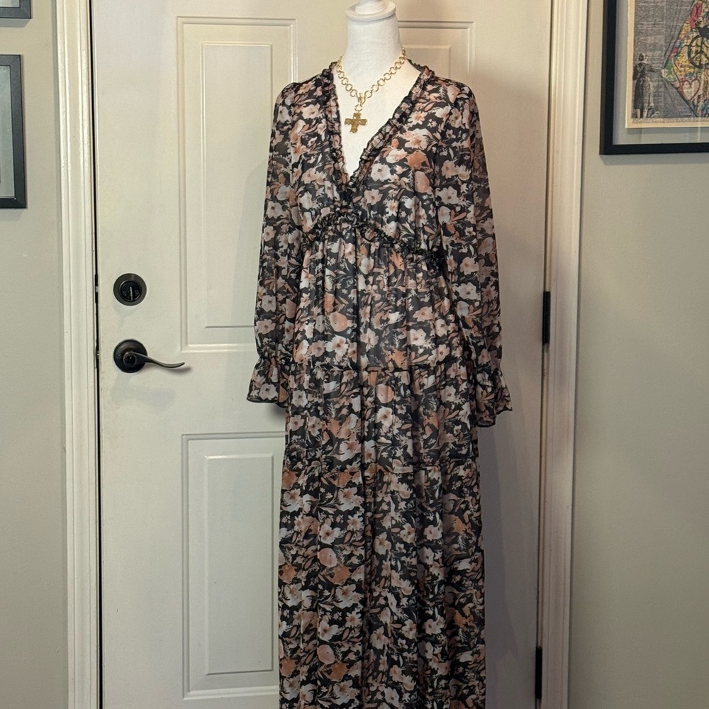 Floral Long Sleeve Maxi Dress